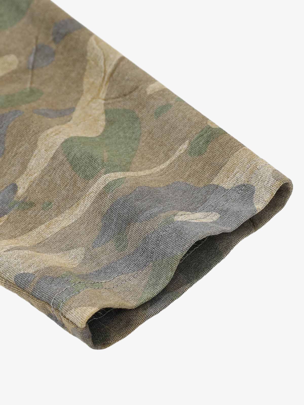 Distressed Camouflage Faux Two-Piece Graphic T-Shirt - 2420 