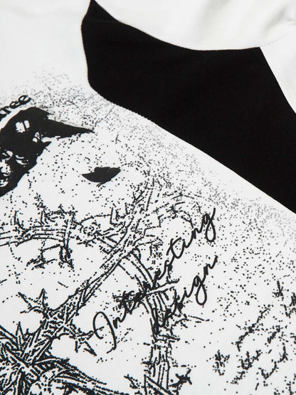 Thesupermade Star Necklace Cross Graphic Long Sleeve T-shirt 