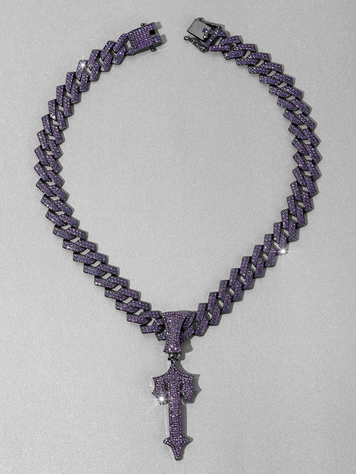 Thesupermade Purple Diamond Cuban Necklace
