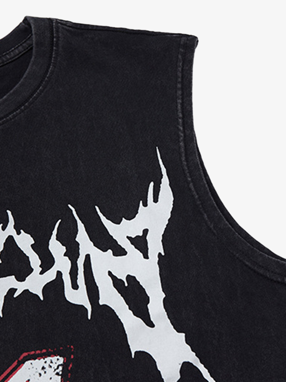 Retro Washed Letter Print Vest 