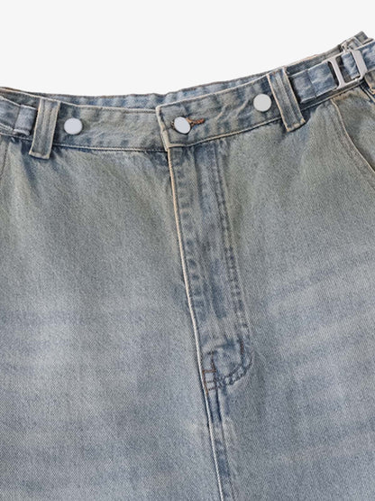 Distressed Washed Detachable Jeans 