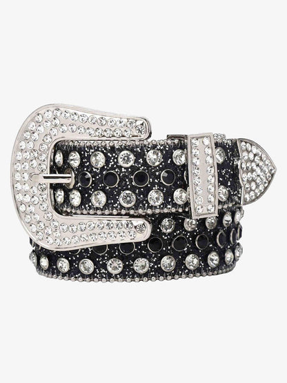 Thesupermade Studded Rhinestone Hip Hop Belt - 1691