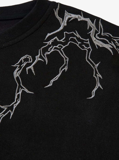 Thorn Embroidery Suede T-Shirt 