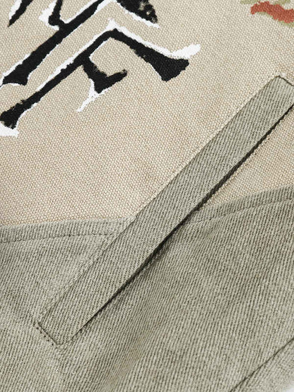 Thesupermade Graffiti Patchwork Lapel Denim Jacket - 2224 