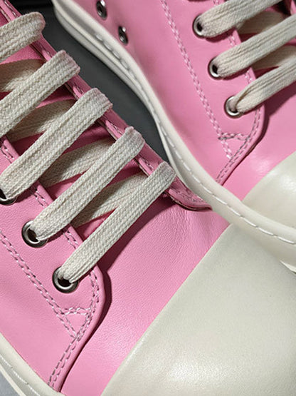 Street Pink Leather Low-Top Sneakers