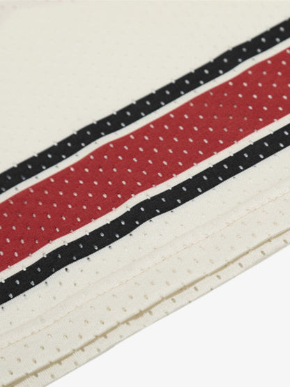 Patchwork Mesh letter Print Jersey T-Shirt 