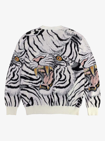 Tiger Crew Neck Knitted Sweater 