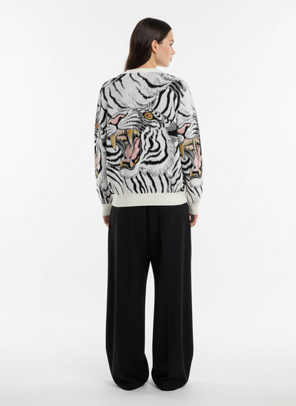 Tiger Crew Neck Knitted Sweater