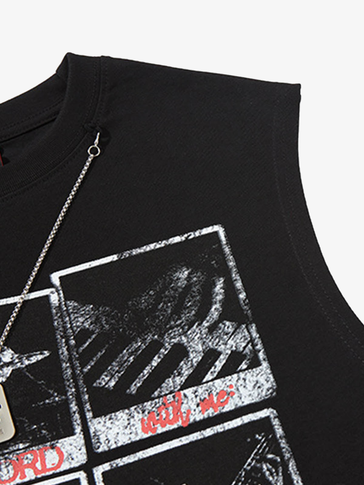 Graphic Rock Singer Print Metal Tag Vest 