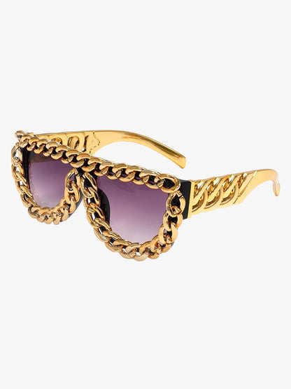 Street Square Frame Chain Sunglasses 