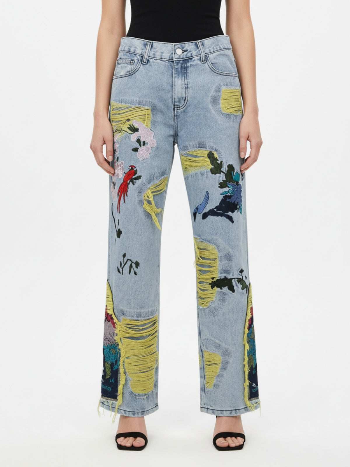 Thesupermade Plum Embroidery Jeans - 1618