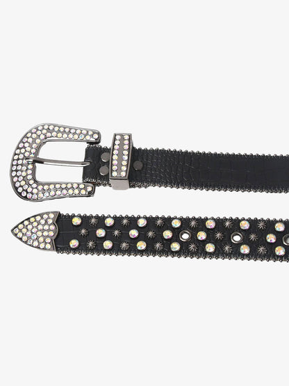 Punk Style Metal Hotfix Rhinestone Belt