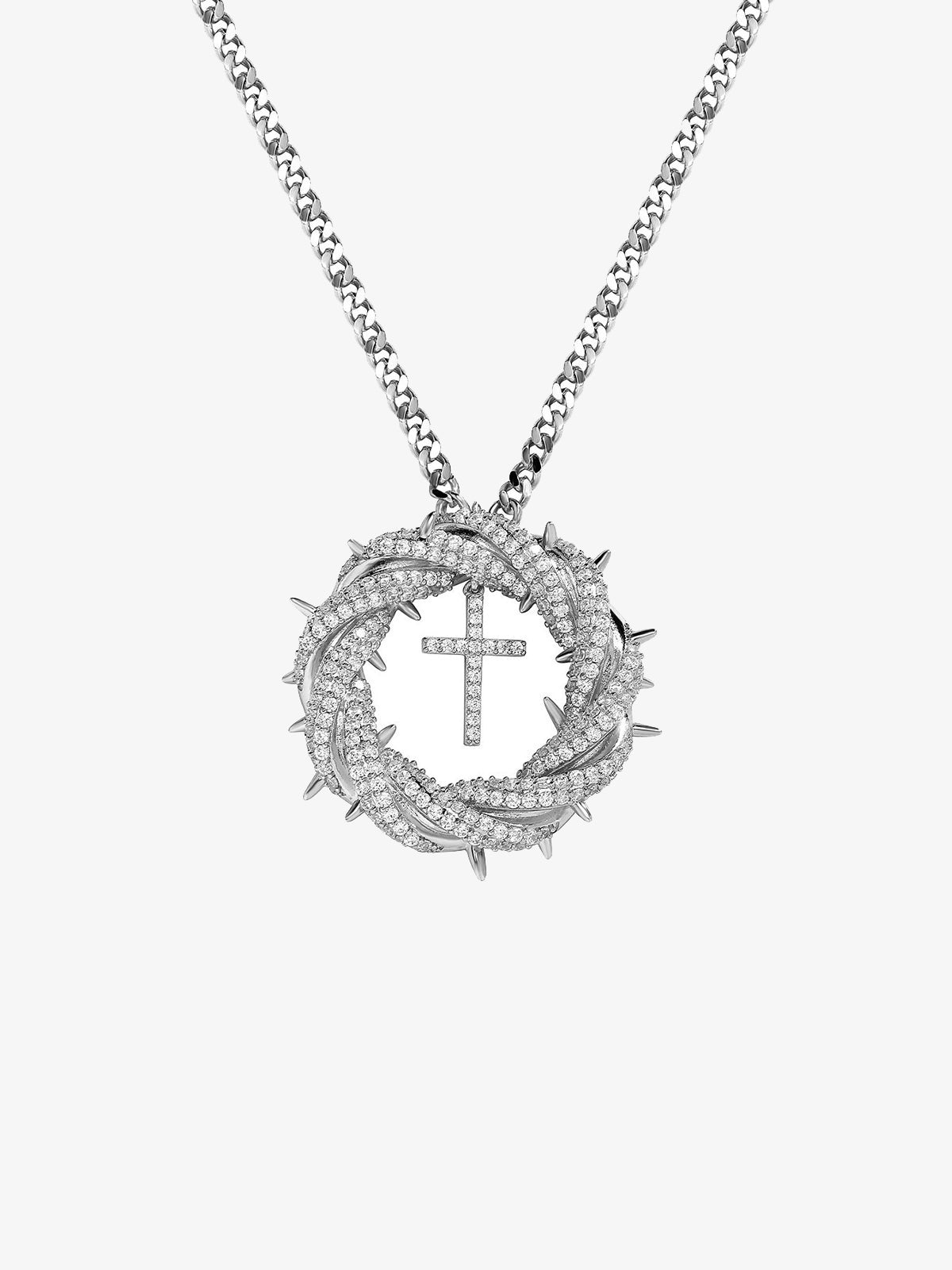 Twisted Cross Zircon Pendant Copper Necklace