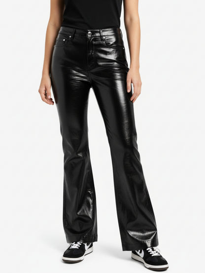 Thesupermade Glossy Patent Leather Flare Pants - 2396