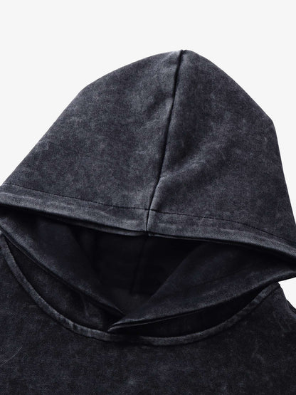 Thesupermade Washed Flame Printed Hooded Fleece Sweatshirt 