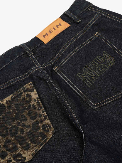 Deconstructed Cheetah Print Baggy Barrel Jeans - 2286 