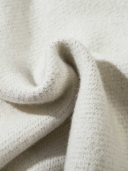 Thesupermade Contrast Color Jacquard Mock Neck Zipper Sweater 