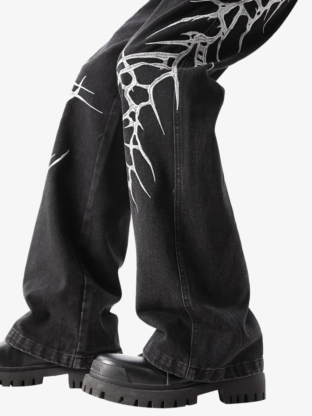 Graphic Embroidered Straight Jeans - 2280 