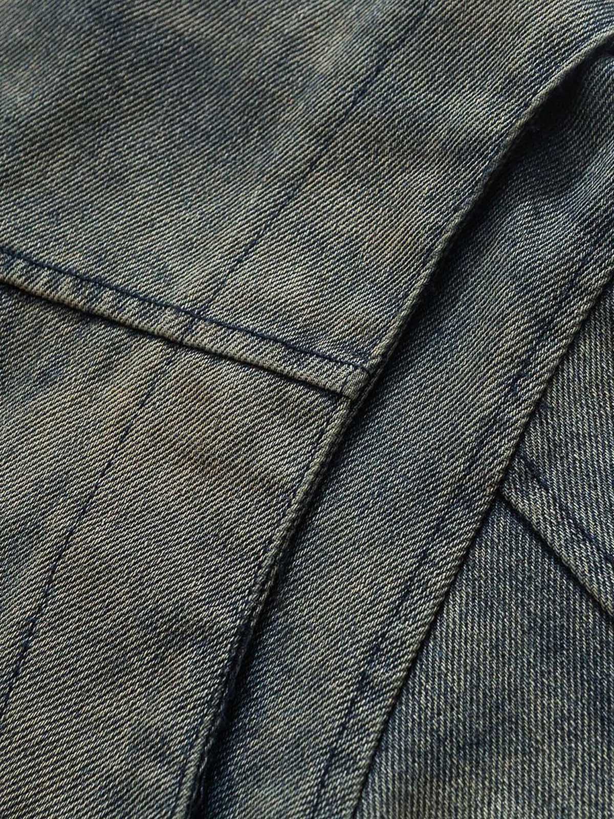 Thesupermade High Street Hip-hop Distressed Washed Denim Jacket - 2242 