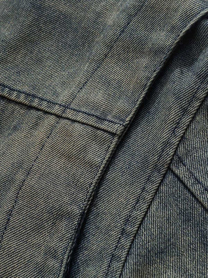 Thesupermade High Street Hip-hop Distressed Washed Denim Jacket - 2242 