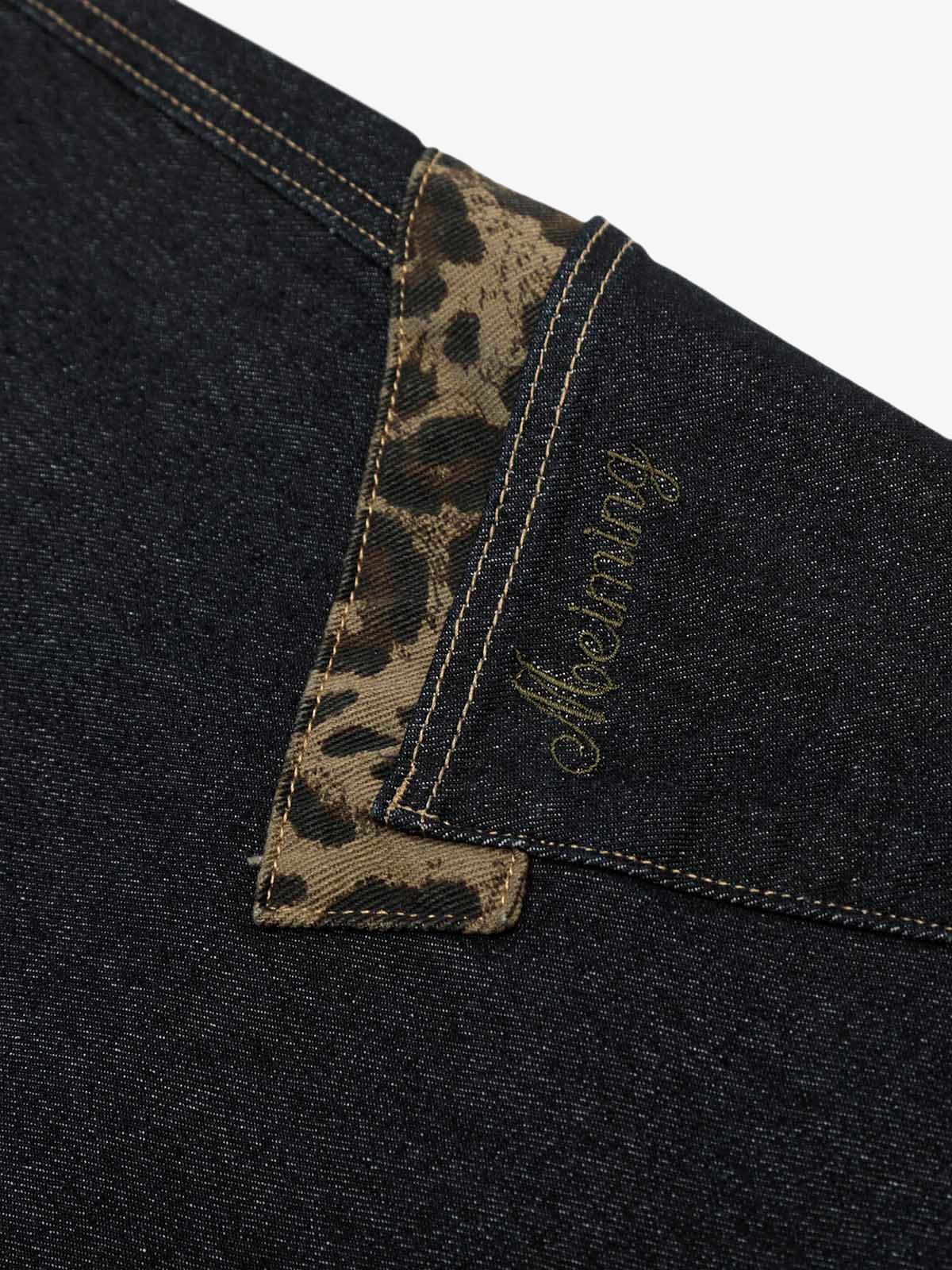 Deconstructed Cheetah Print Baggy Barrel Jeans - 2286 