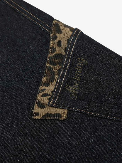 Deconstructed Cheetah Print Baggy Barrel Jeans - 2286 