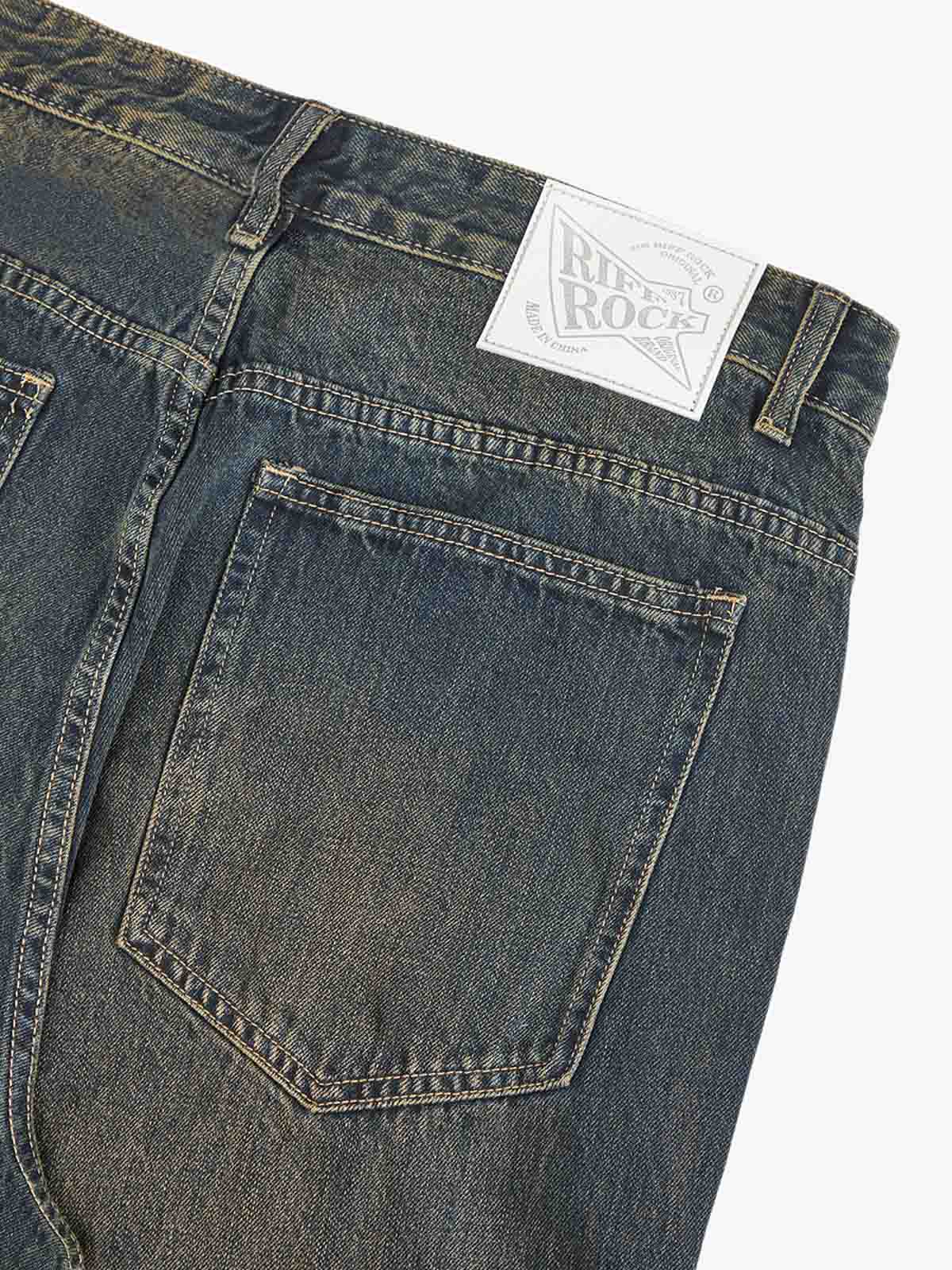 Washed Distressed 'Who Cares You' Print Straight Jeans - 2367 