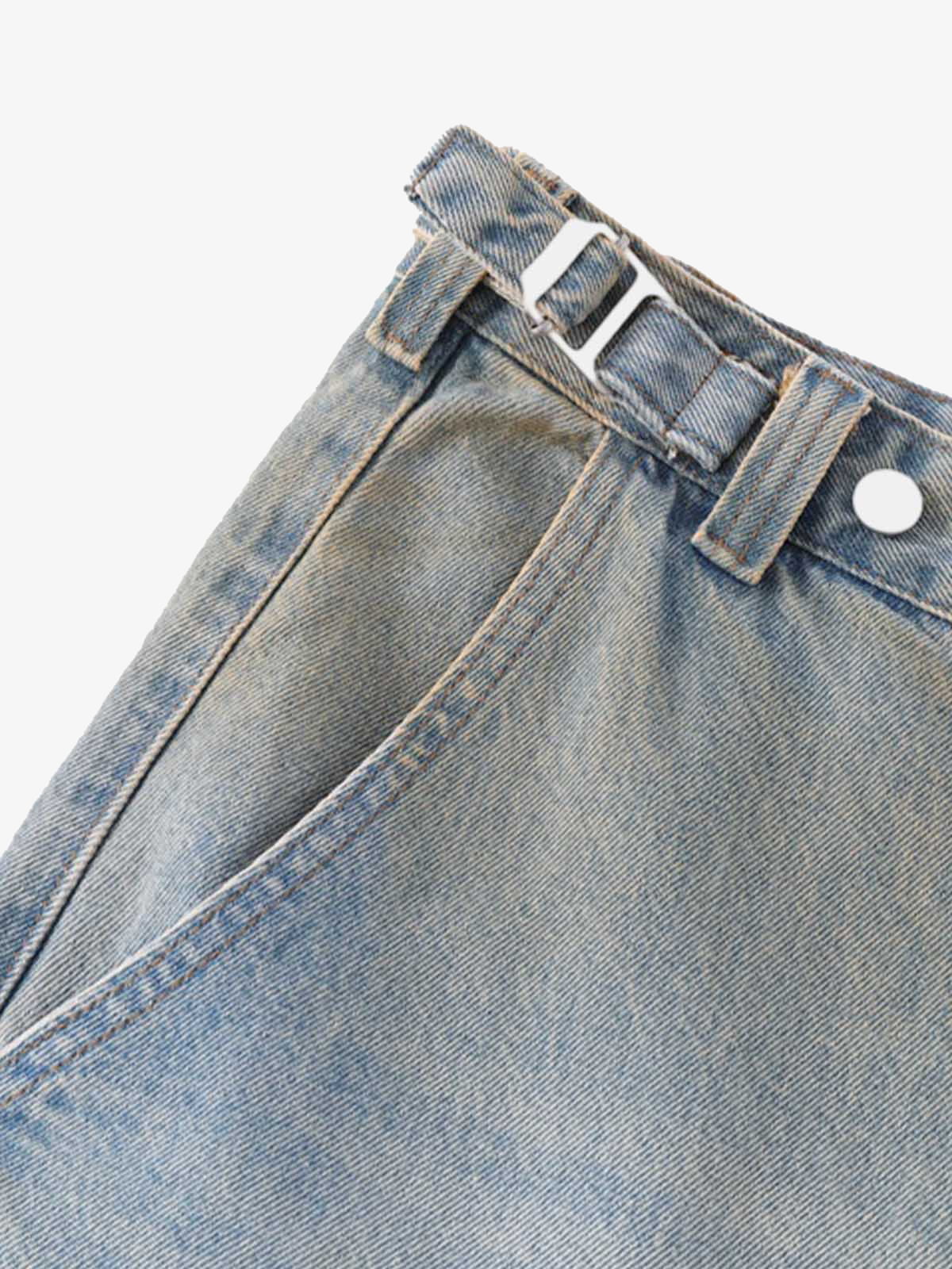 Distressed Washed Detachable Jeans 