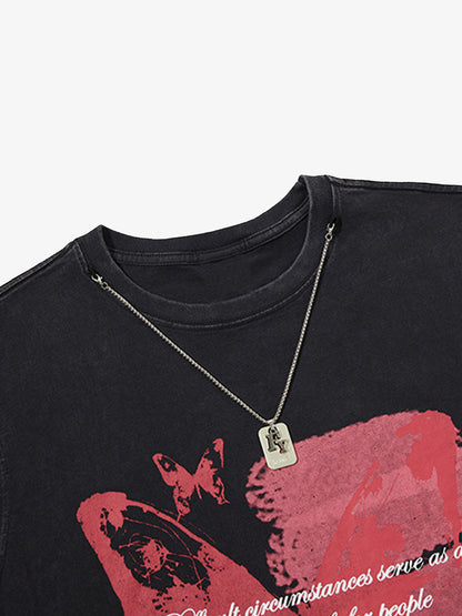 Asymmetric Distressed Graffiti Chain Vest 