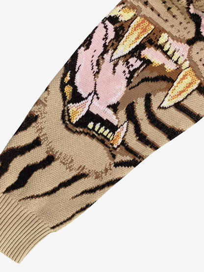 Tiger Crew Neck Knitted Sweater 