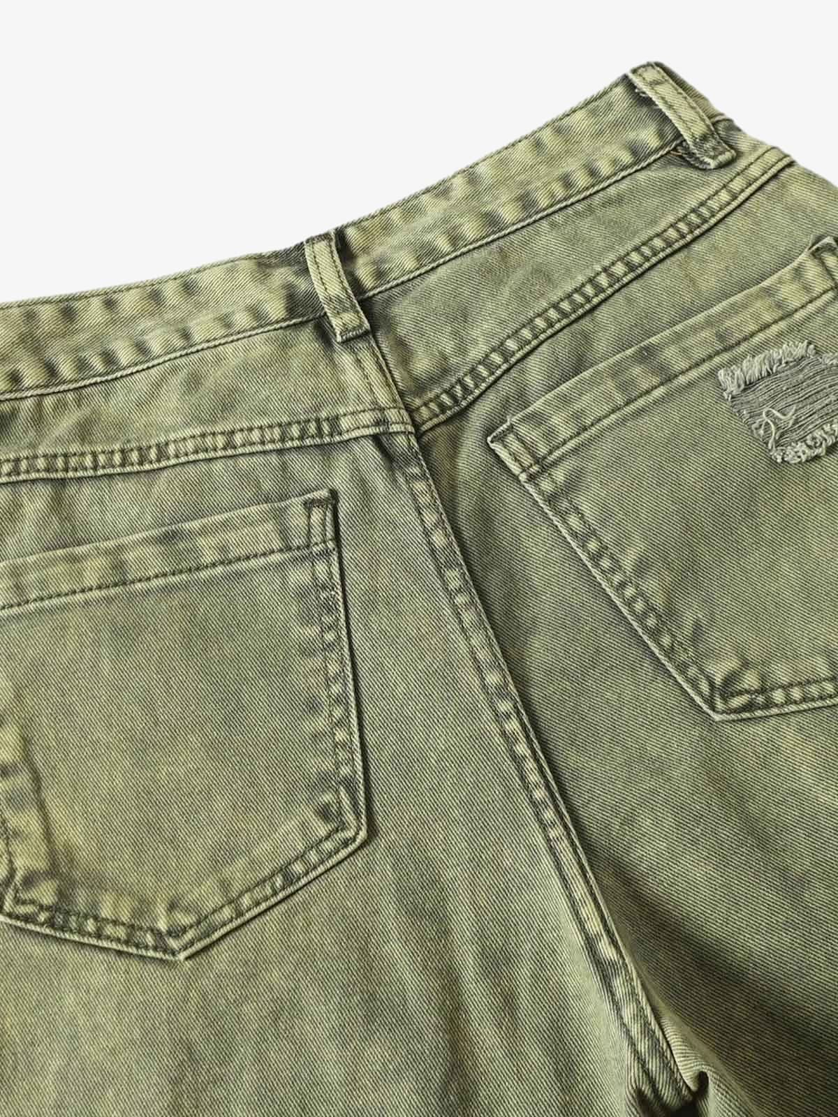 Washed Distressed Ripped Barrel Jeans 