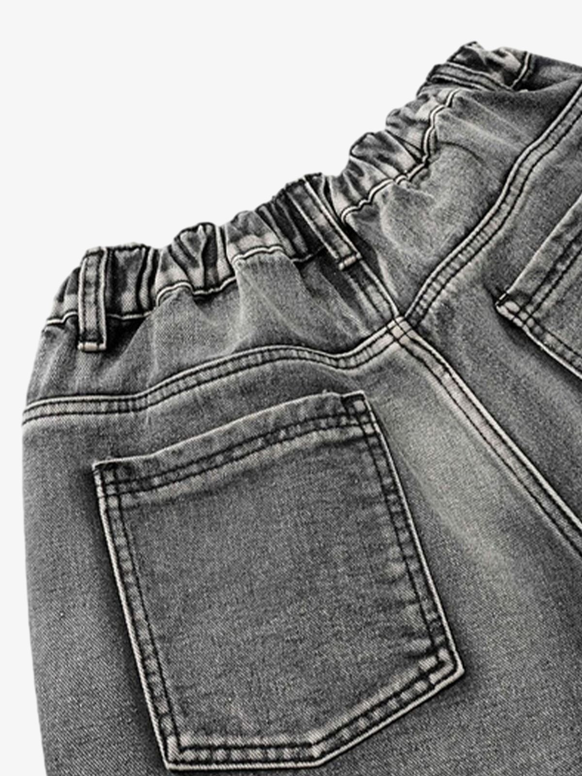 High-Waisted Multi-Pocket Denim Cargo Shorts 