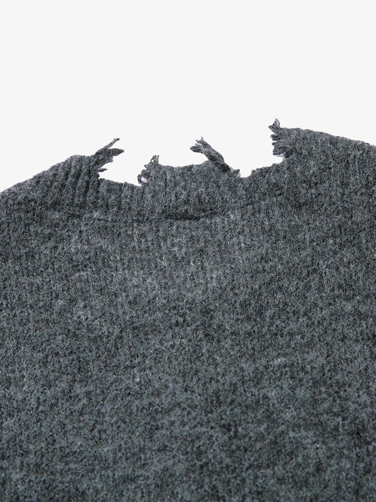 Distressed Quarter Zip Sweater 