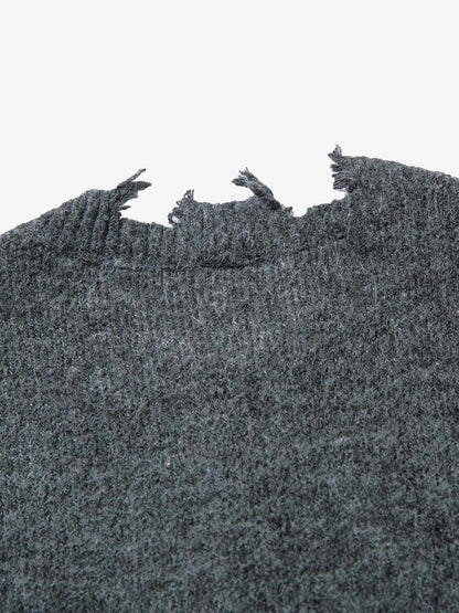 Distressed Quarter Zip Sweater 