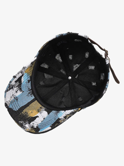 Distressed Abstract Print Baseball Cap