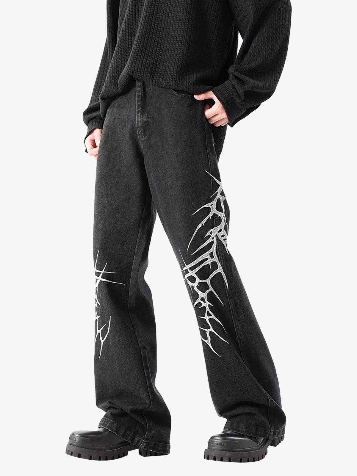 Graphic Embroidered Straight Jeans - 2280 