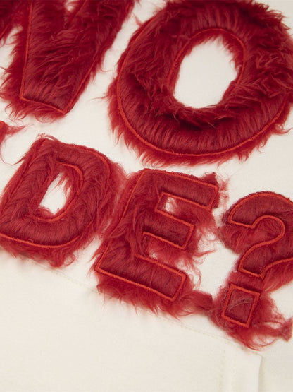 Thesupermade Fur Patchwork Embroidered Stitching Hoodie 