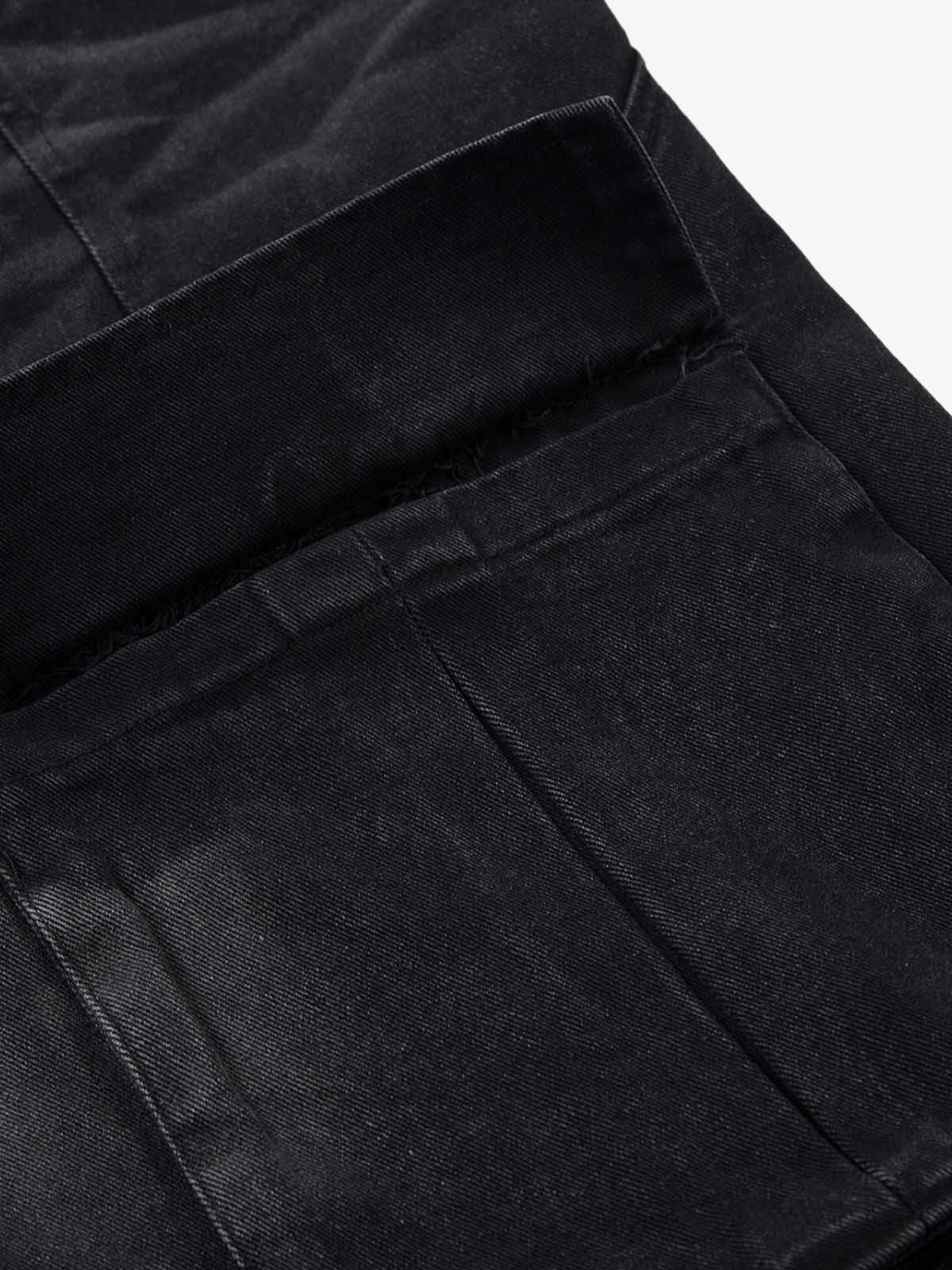 Washed Distressed Multi-Pocket Cargo Jeans 