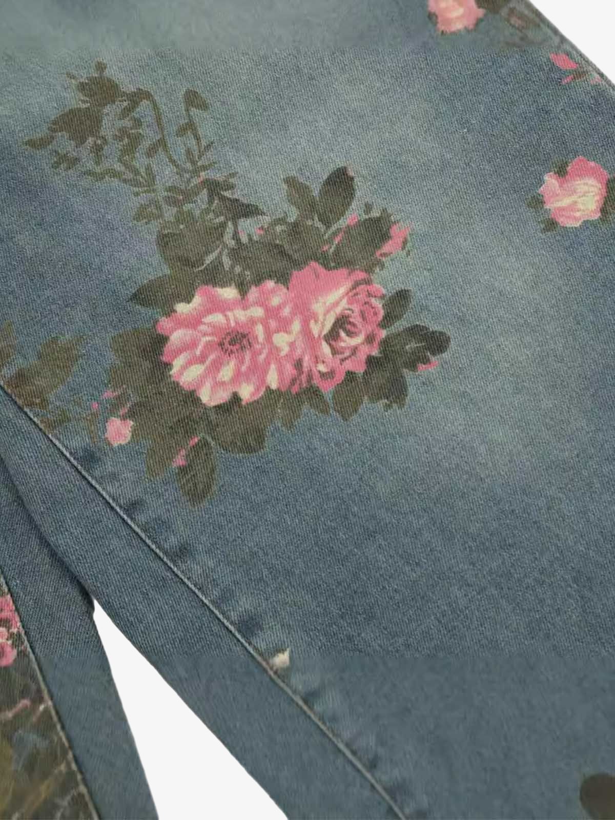 Thesupermade Floral Print Straight Jeans - 2409 