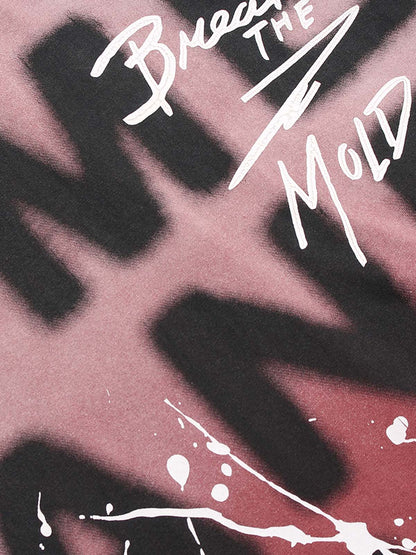 Ink Splash Letter Print T-shirt - 2414 