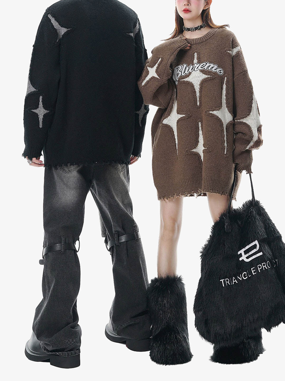 Thesupermade Maillard Star Tassel Ripped Sweater - 1909 