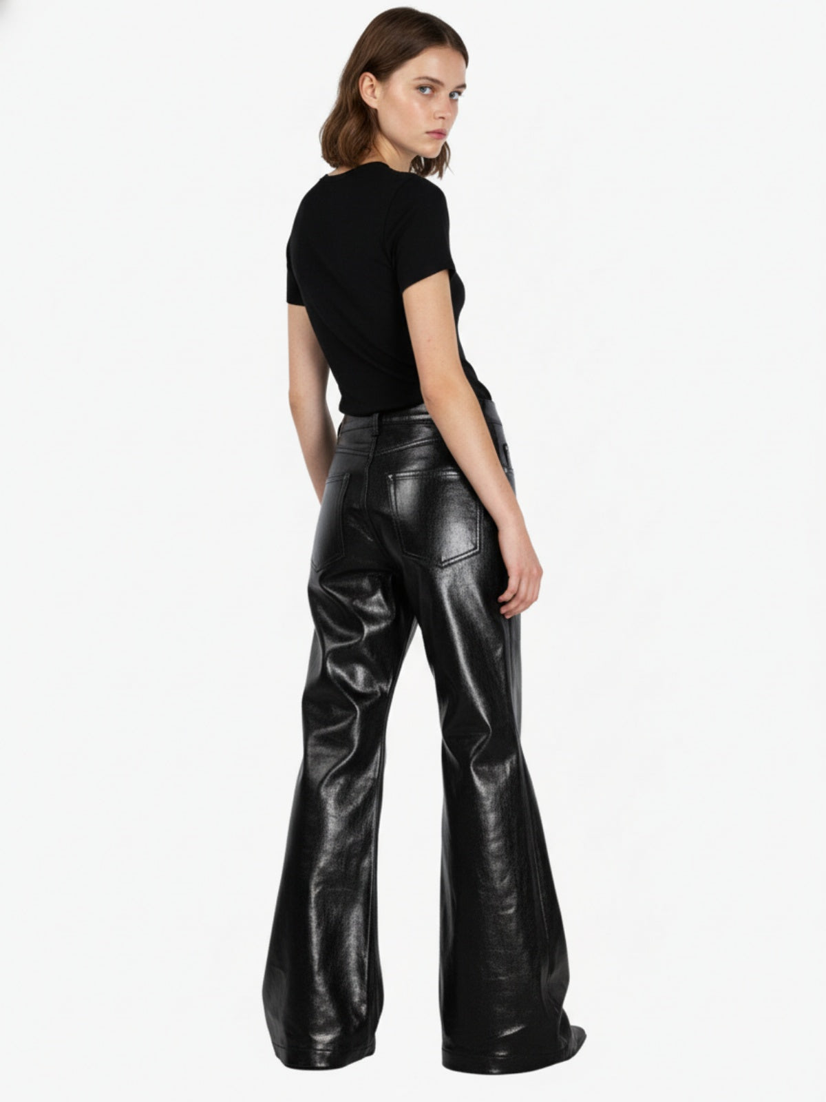Thesupermade Glossy Patent Leather Flare Pants - 2396