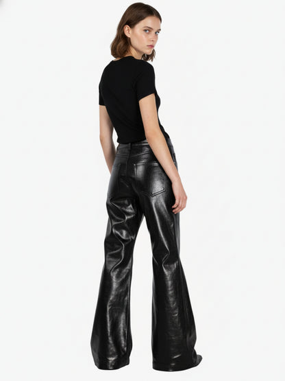 Thesupermade Glossy Patent Leather Flare Pants - 2396
