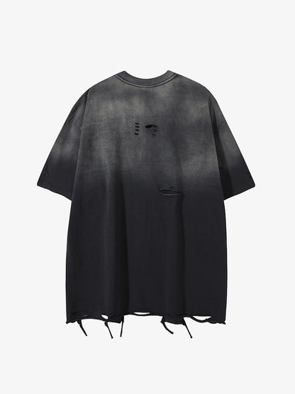 Tie -Dye Tattered Edge Necklace T-shirt 