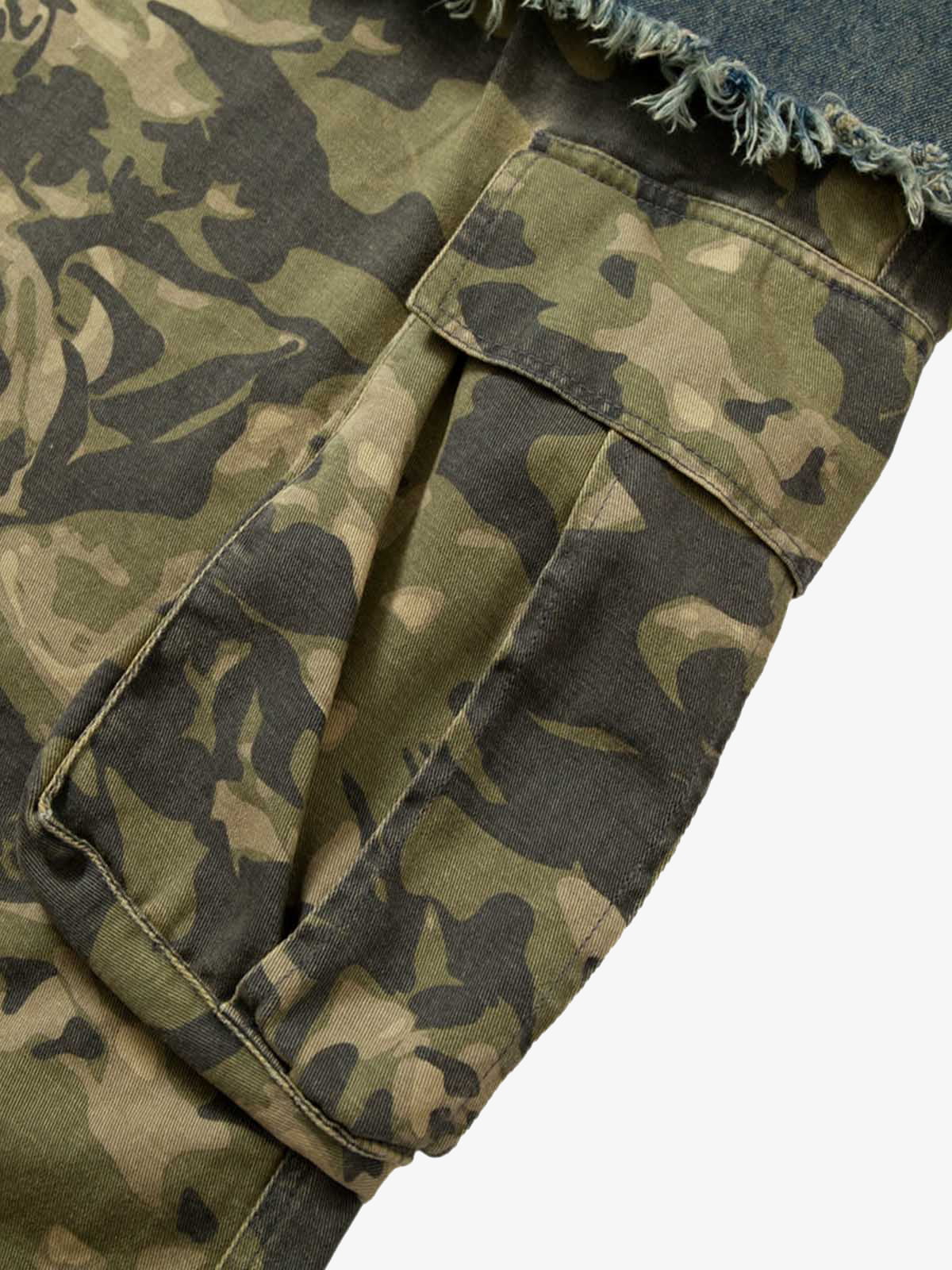 Camouflage Patchwork Workwear Straight Jeans 