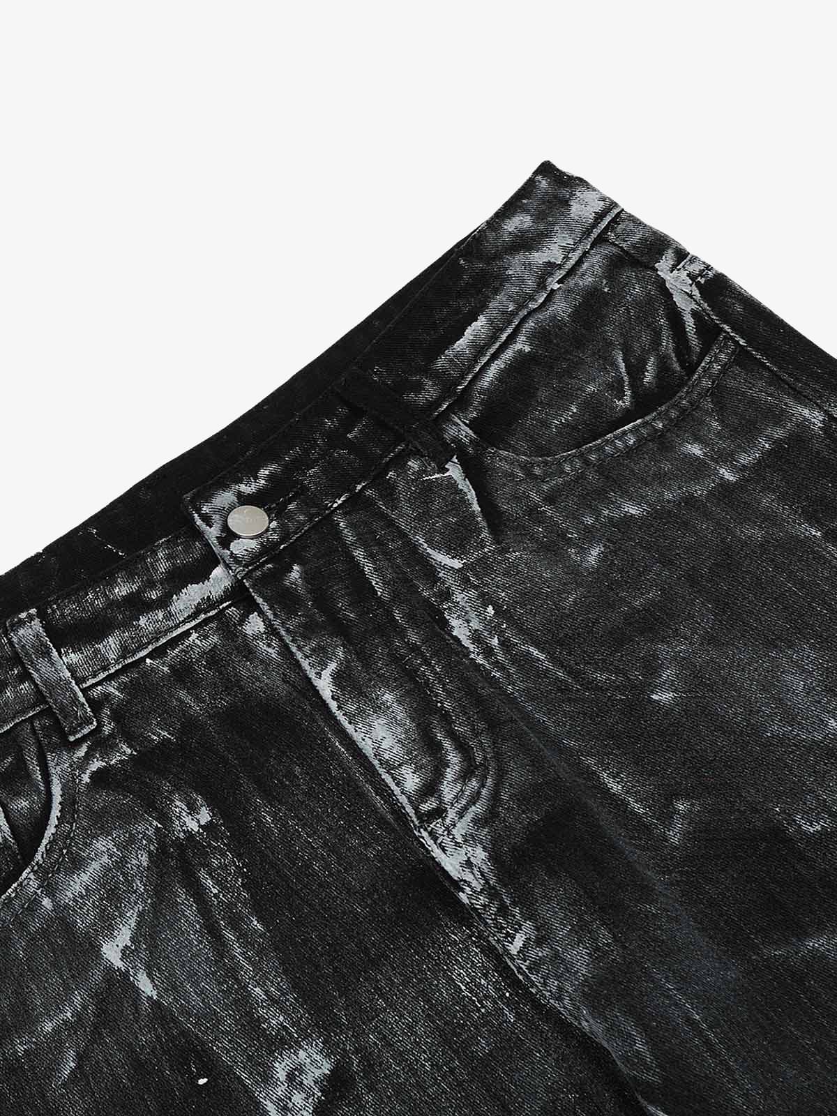 Street Batik Deconstructed Split Jeans 