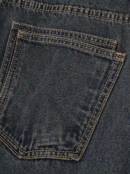 Vintage Washed Distressed Multi Pocket Cargo Jeans 