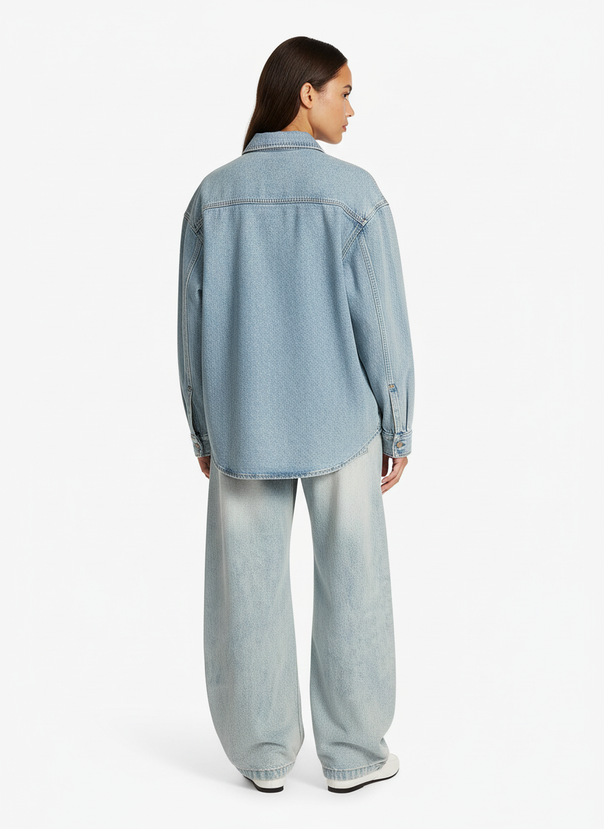 Denim Washed Distressed Barrel Jeans - 2511