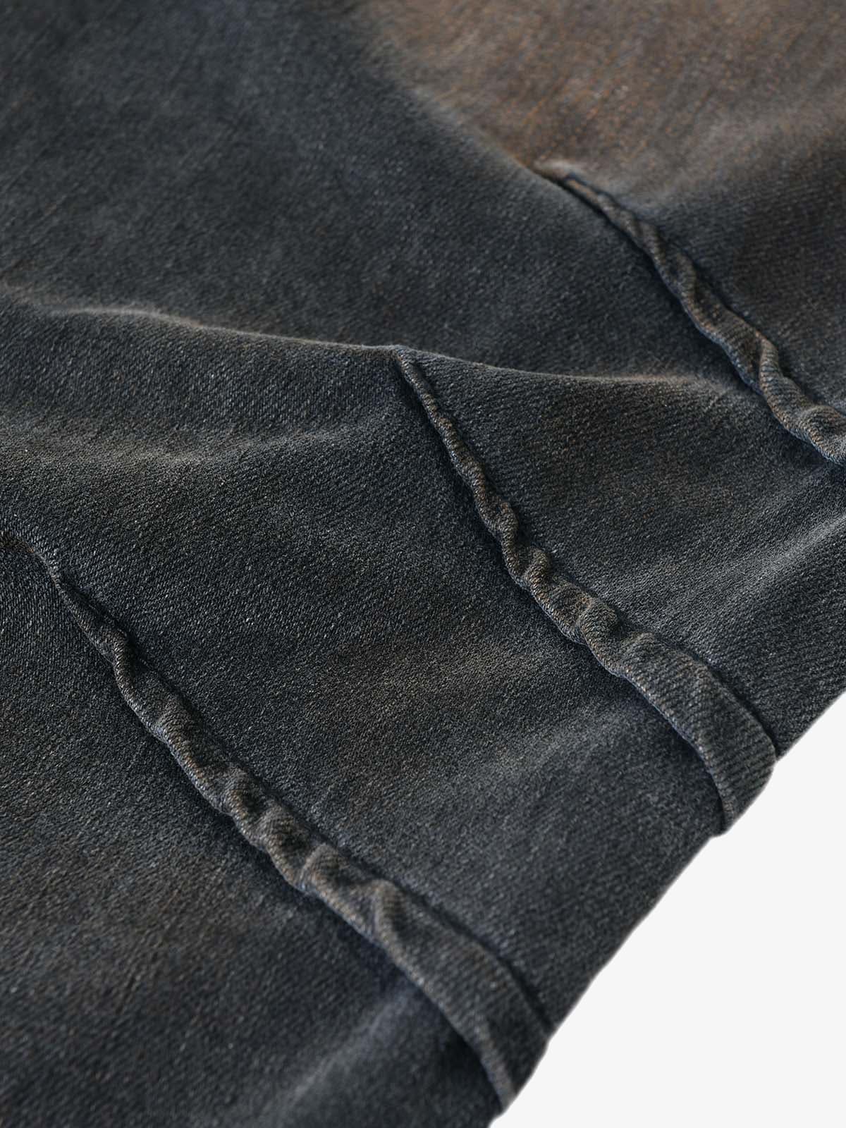 Washed Pleated Straight Jeans - 2263 