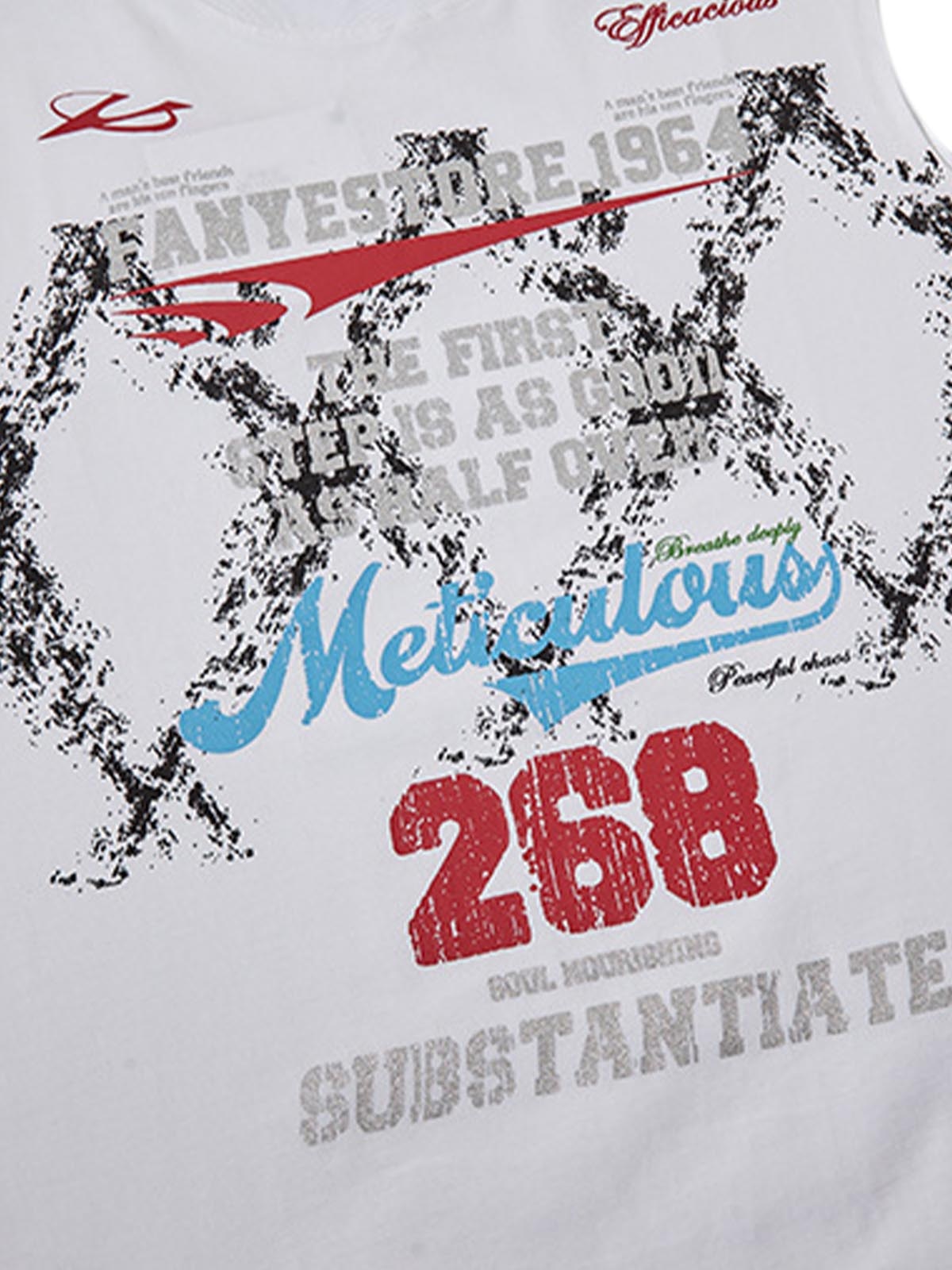 Retro Tattered Print Vest 